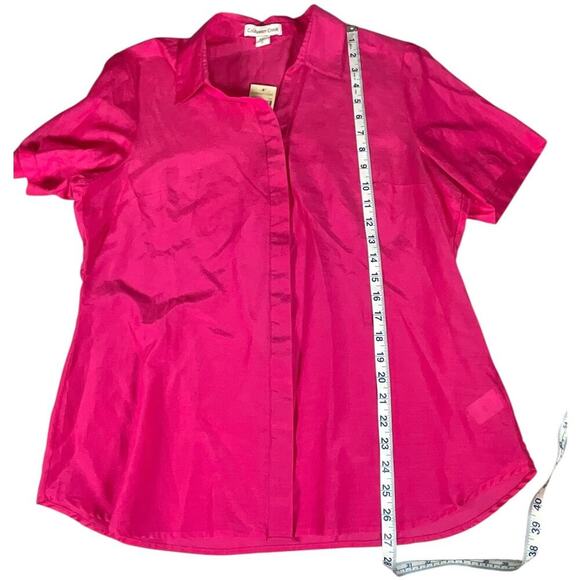 Coldwater Creek Silk Blend Short Sleeve Button Down Blouse Pink Large/14 NWT - Picture 10 of 13
